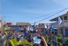 PAN-Demokrat Serta Seribuan Masa Daftarkan Fajarius Laia dan Sifaoita Bu’ulolo ke KPU Nias Selatan